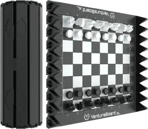 XL Full-Size 10 Inches Magnetic Unique Chess Set Board Game - Folding Board, Travel Chess Board Game Pieces - (Black/Grey)