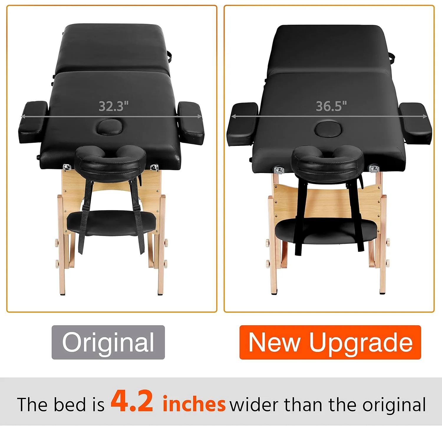 Yaheetech Massage Table Portable Lash Beds Spa Bed Massage Couch Foldable Spa Tables Adjustable 2 Fold with Non-Woven Bag 28 inch, Black