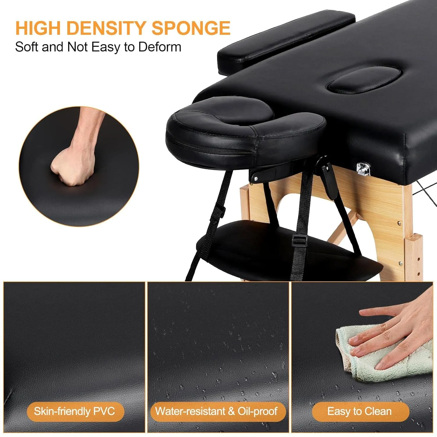 Yaheetech Massage Table Portable Lash Beds Spa Bed Massage Couch Foldable Spa Tables Adjustable 2 Fold with Non-Woven Bag 28 inch, Black