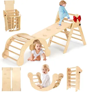 YOLEO 7-in-1 Pikler Triangle Set, Montessori Toddler Climbing Toys Indoor, Easy-Fold Pikler Climbing Set for Early Education, Fun Baby Climbing Gym and Jungle Gyms Indoor Playground for Kids 1-3