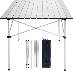 YSSOA Lightweight Folding Camping Table with Carry Bag︱Ultra-Compact Aluminum Table for Picnic, Beach, Traveling, Backyards, BBQ (Color: White)