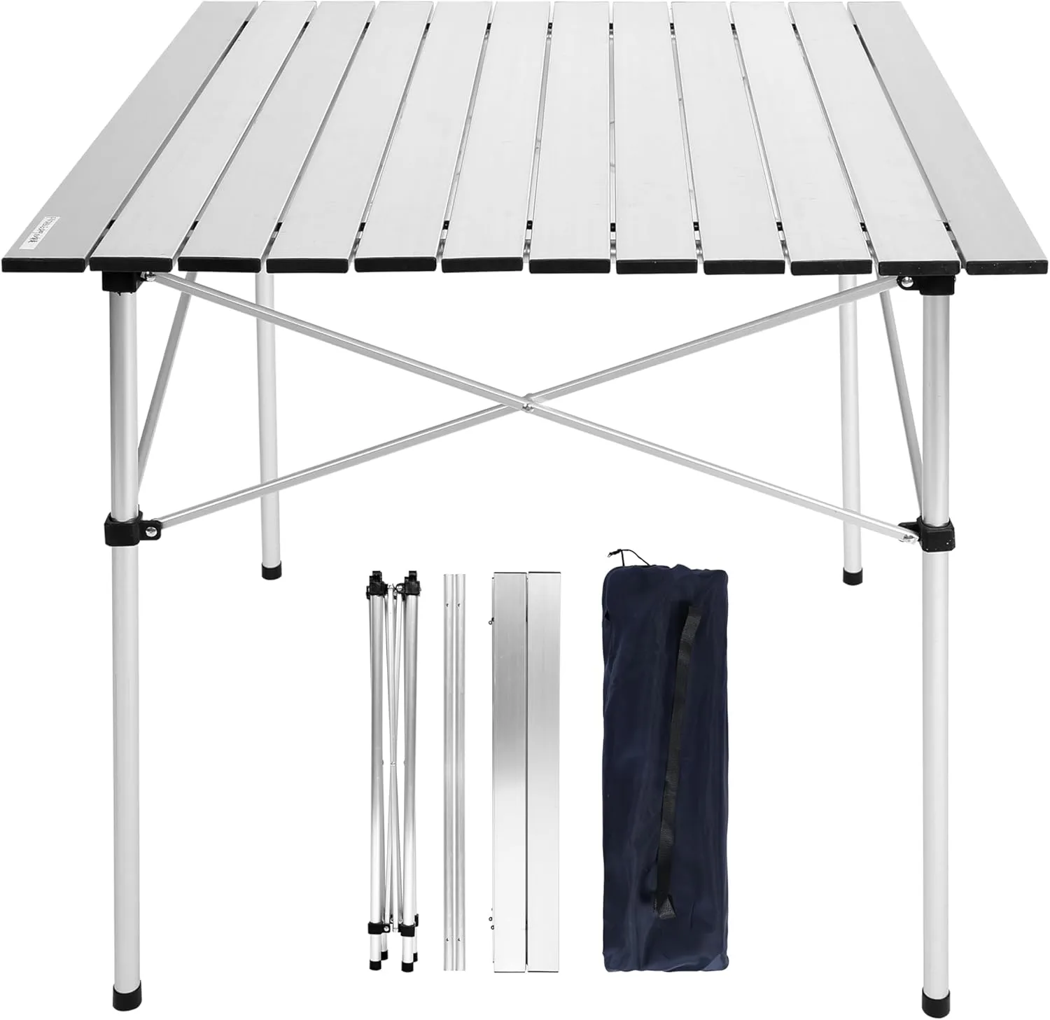 YSSOA Lightweight Folding Camping Table with Carry Bag︱Ultra-Compact Aluminum Table for Picnic, Beach, Traveling, Backyards, BBQ (Color: White)