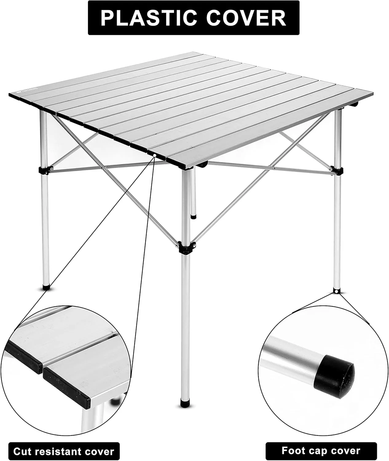 YSSOA Lightweight Folding Camping Table with Carry Bag︱Ultra-Compact Aluminum Table for Picnic, Beach, Traveling, Backyards, BBQ (Color: White)