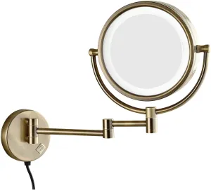 YSUEFIJO Lighted Vanity Makeup Mirror, Double Sided Magnifying Mirror, Magnifying LED Vanity Mirror, Extension Foldable Arm, Portable Cosmetic Mirror, for Makeup, Hair Styling