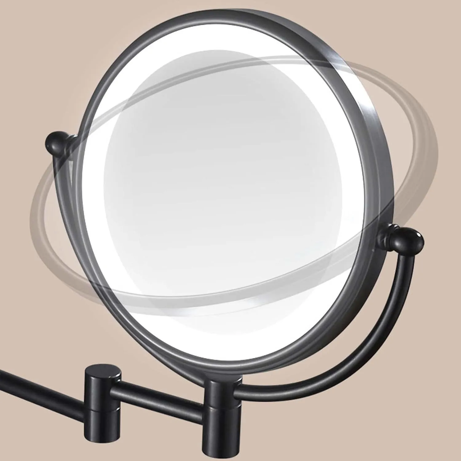 YSUEFIJO Lighted Vanity Makeup Mirror, Double Sided Magnifying Mirror, Magnifying LED Vanity Mirror, Extension Foldable Arm, Portable Cosmetic Mirror, for Makeup, Hair Styling