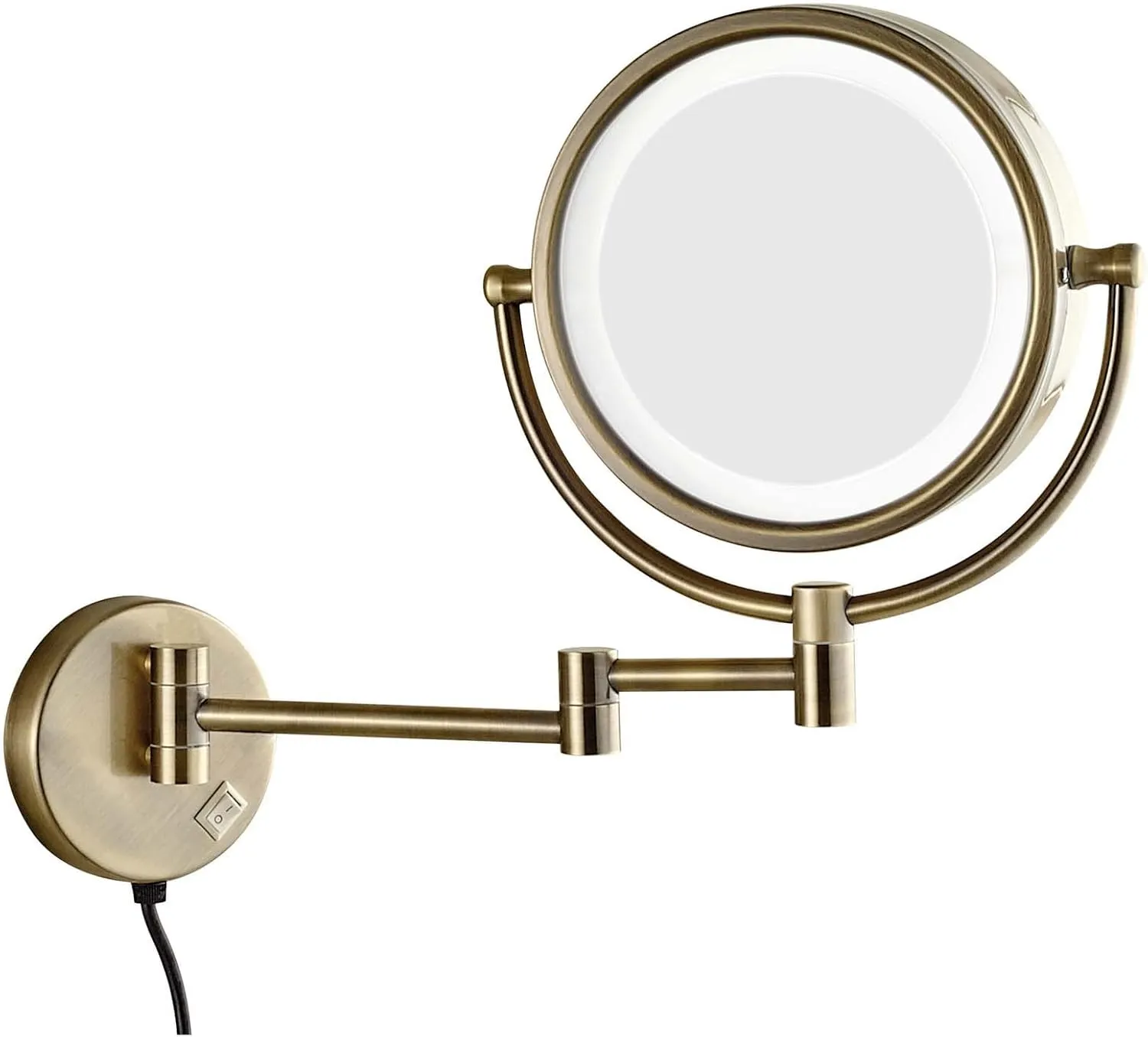 YSUEFIJO Lighted Vanity Makeup Mirror, Double Sided Magnifying Mirror, Magnifying LED Vanity Mirror, Extension Foldable Arm, Portable Cosmetic Mirror, for Makeup, Hair Styling