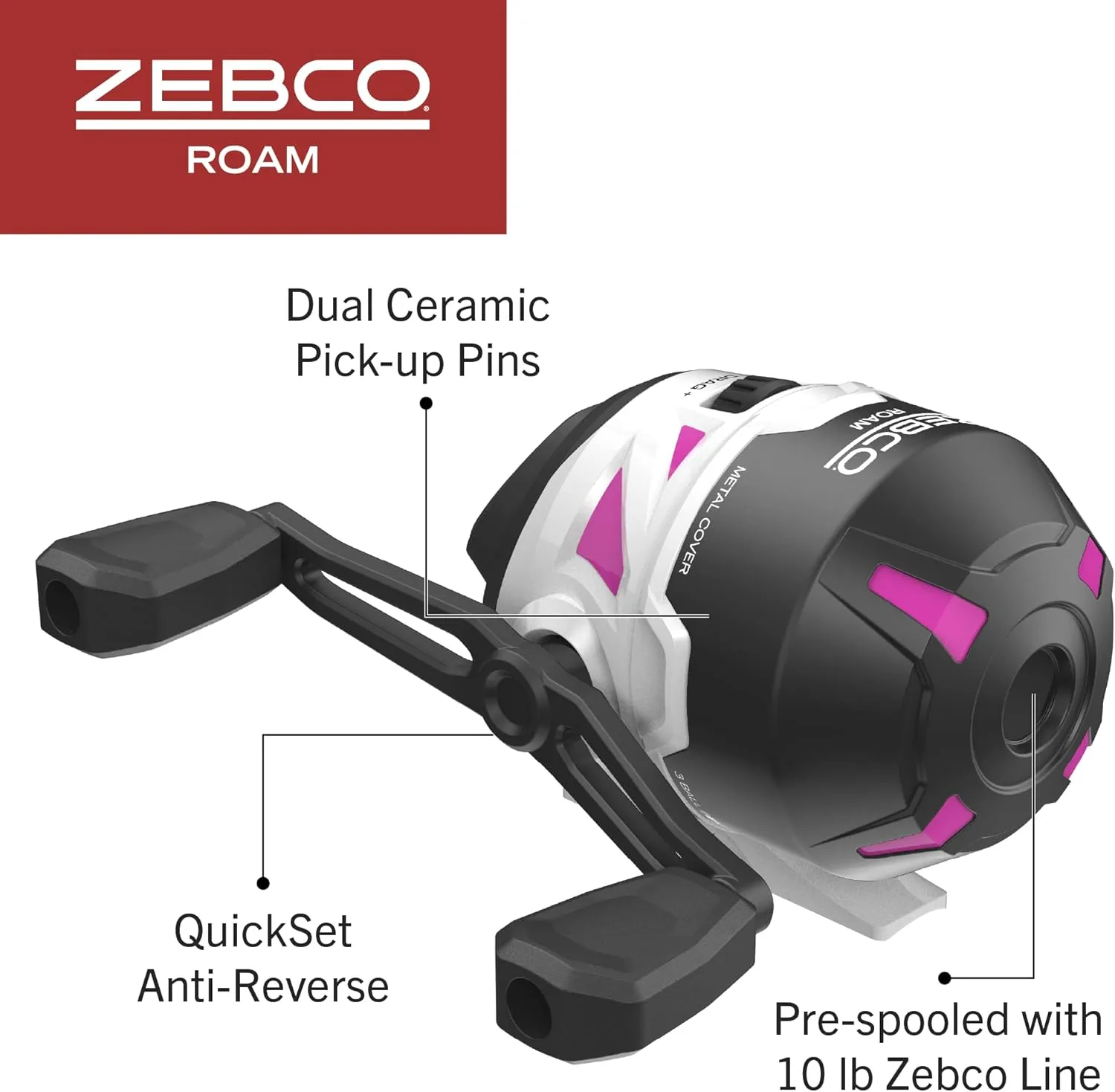 Zebco Roam Spincast Reel and Fishing Rod Combo, 6-Foot 2-Piece Fiberglass Fishing Pole with ComfortGrip Handle