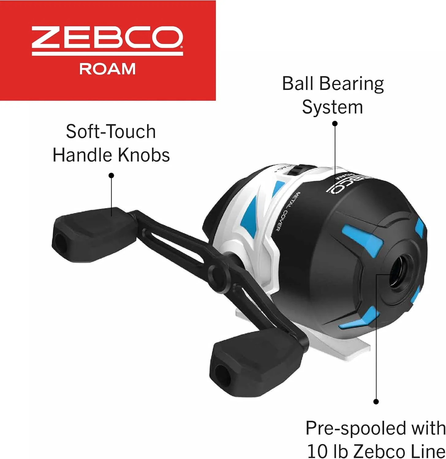 Zebco Roam Spincast Reel and Fishing Rod Combo, 6-Foot 2-Piece Fiberglass Fishing Pole with ComfortGrip Handle