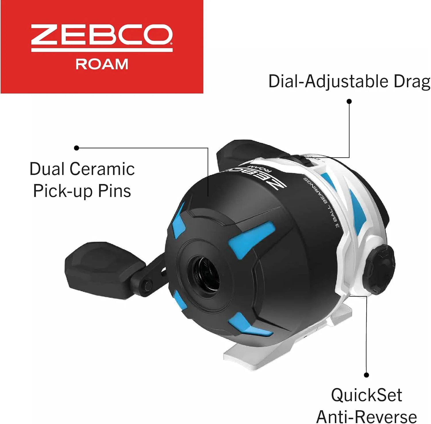 Zebco Roam Spincast Reel and Fishing Rod Combo, 6-Foot 2-Piece Fiberglass Fishing Pole with ComfortGrip Handle