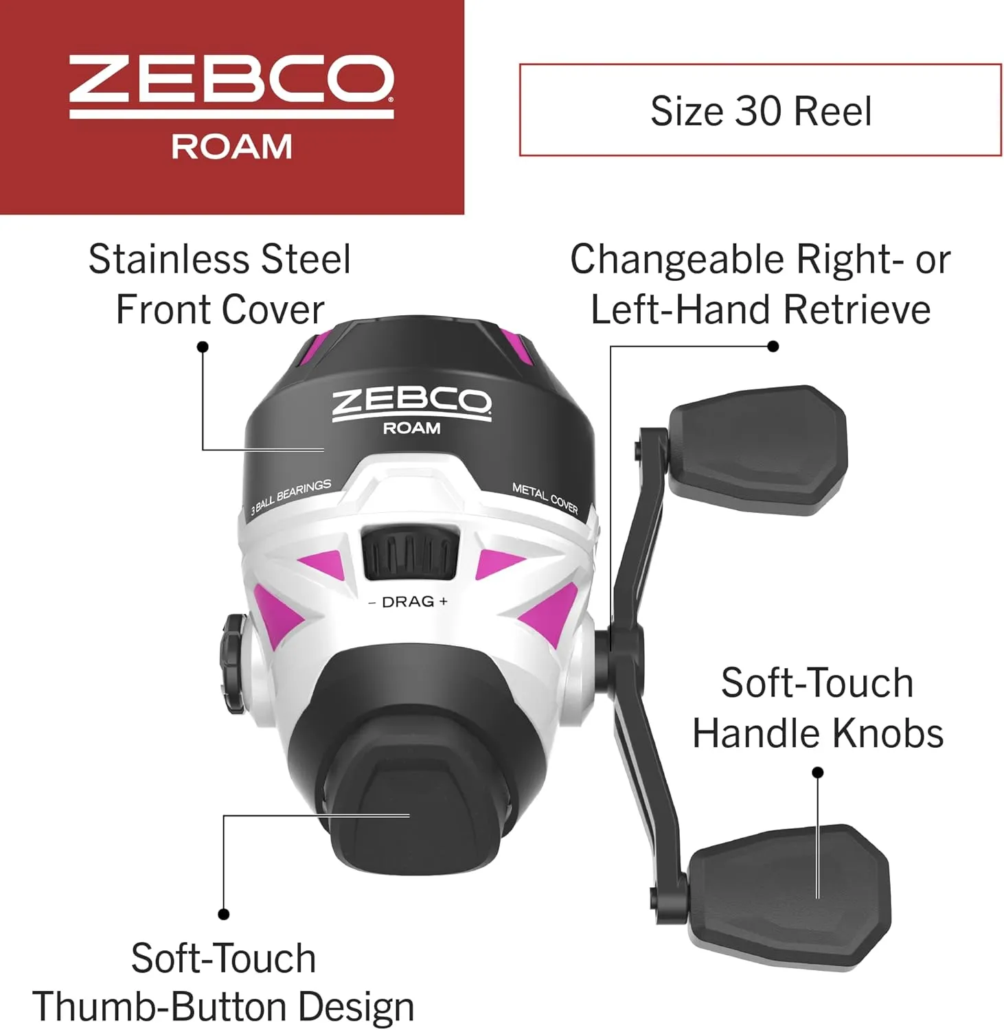 Zebco Roam Spincast Reel and Fishing Rod Combo, 6-Foot 2-Piece Fiberglass Fishing Pole with ComfortGrip Handle
