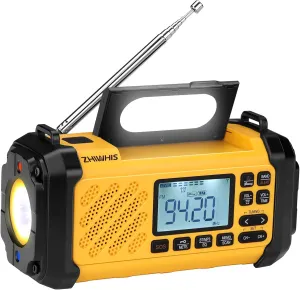 ZHIWHIS Emergency Radio with Bluetooth, 10000mAh FM/AM/SW/VHF/NOAA Weather Radios with Alerts, Hand Crank/Solar/SOS/Flashligh/6 EQ/Timer/USB Player with Preset for Emergencies ZWS-2415
