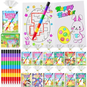 ZMLM 24 Coloring Books for Kids Party Favors: Bulk 24 Crayons Mini Coloring Books for Kids Ages 4-8 Birthday Goodie Bags Stuffers Toddlers Return Gifts Classroom Prizes Teacher Crafts (Easter)