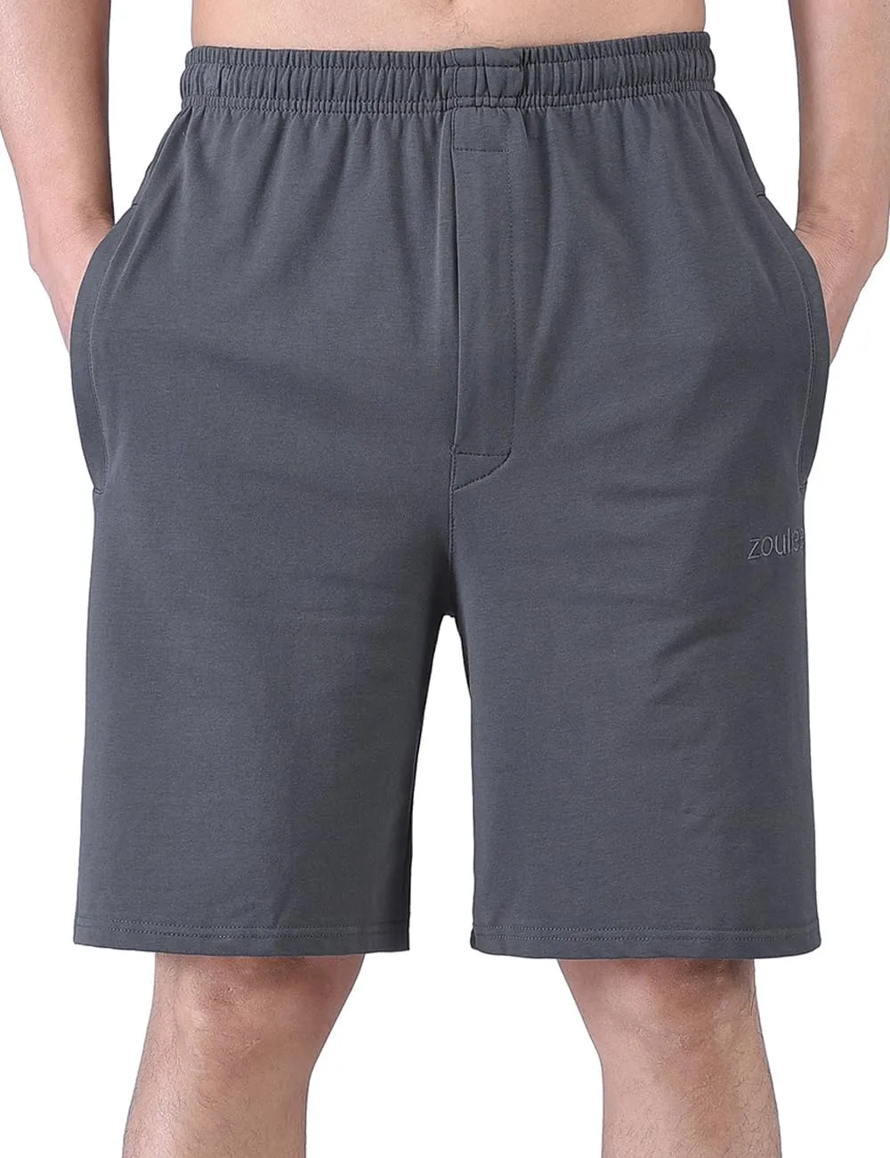 Zoulee Men's 9" Lightweight Jersey Shorts Front Zipper