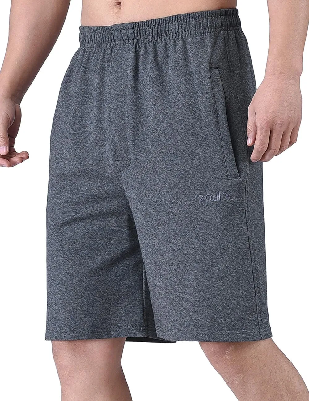 Zoulee Men's 9" Lightweight Jersey Shorts Front Zipper