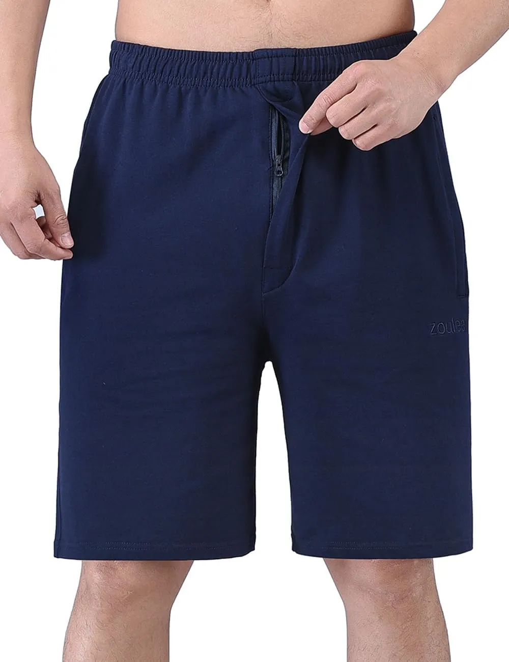 Zoulee Men's 9" Lightweight Jersey Shorts Front Zipper