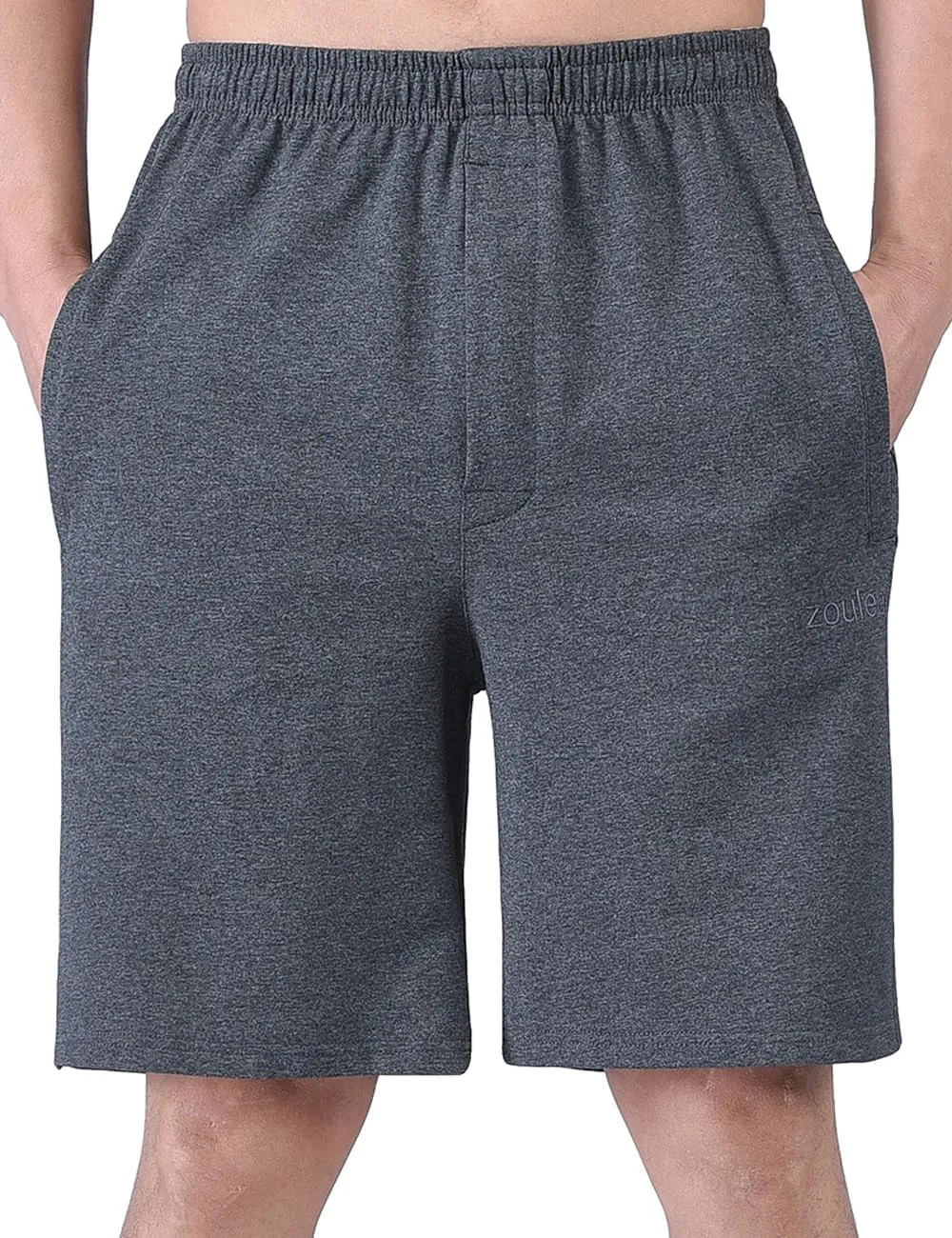 Zoulee Men's 9" Lightweight Jersey Shorts Front Zipper