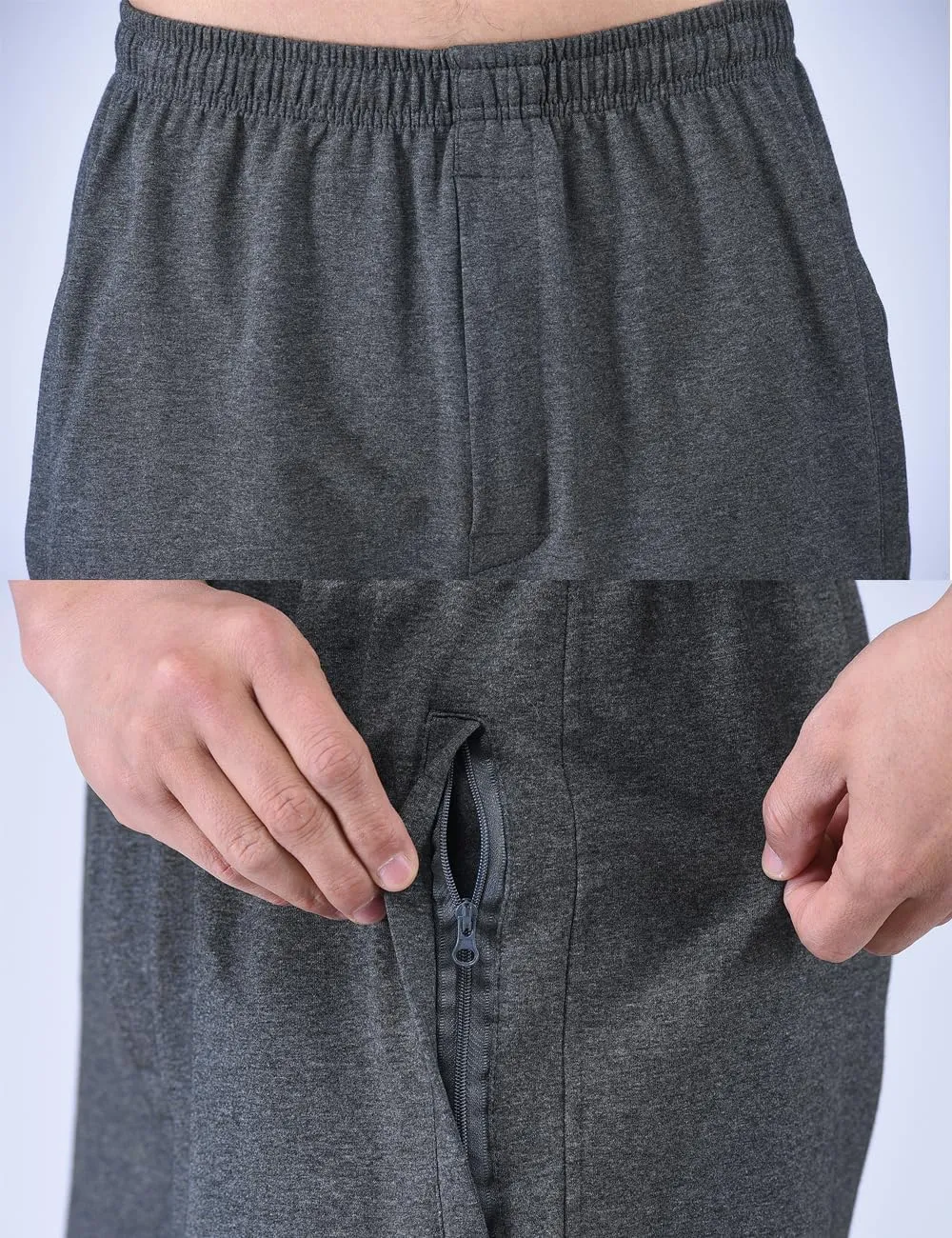 Zoulee Men's 9" Lightweight Jersey Shorts Front Zipper