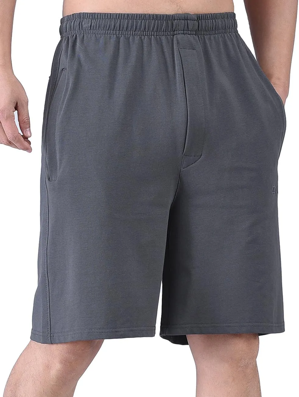 Zoulee Men's 9" Lightweight Jersey Shorts Front Zipper