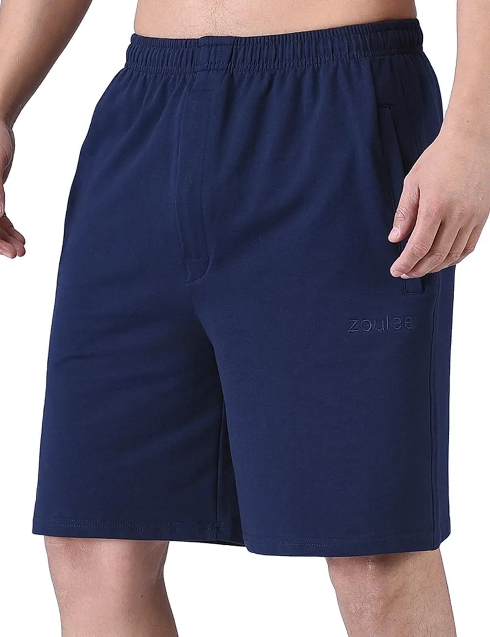 Zoulee Men's 9" Lightweight Jersey Shorts Front Zipper