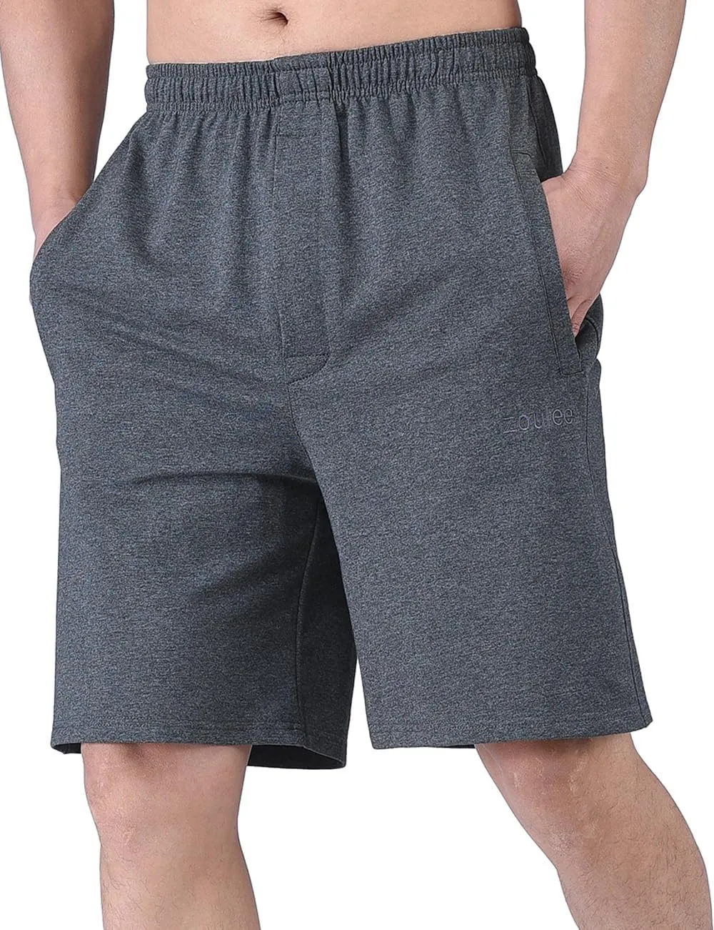 Zoulee Men's 9" Lightweight Jersey Shorts Front Zipper