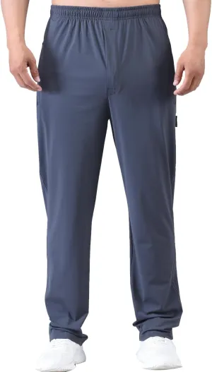 Zoulee Men's Elastic Waist Zipper Fly Hiking Pants Quick-Dry Lightweight Outdoor Sweatpants