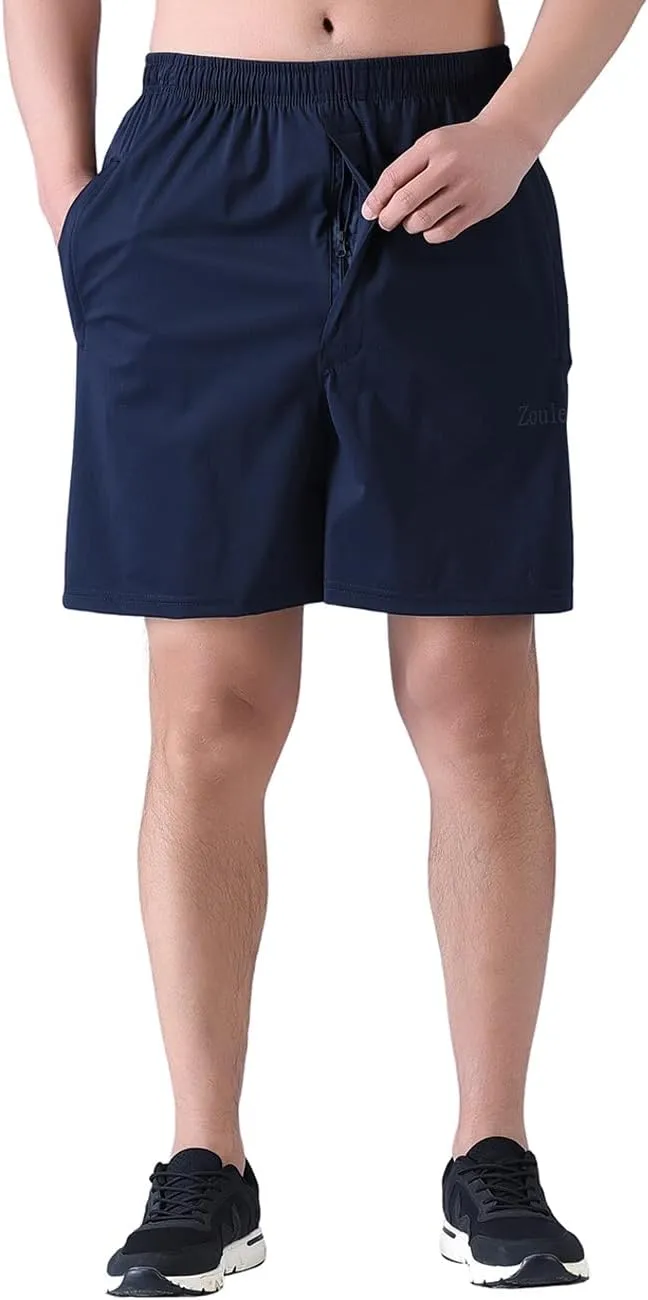 Zoulee Men's Lightweight Athletic Shorts Quick Dry Workout Sports Shorts 7"/ 5"/ 9" with Front Fly