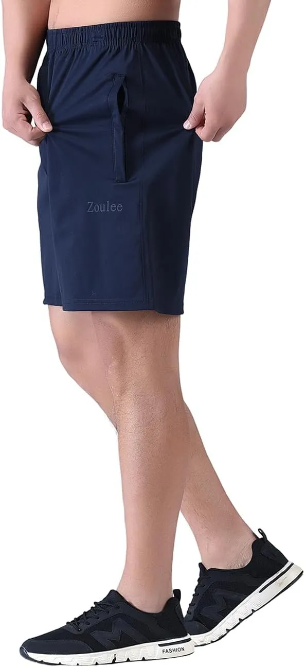 Zoulee Men's Lightweight Athletic Shorts Quick Dry Workout Sports Shorts 7"/ 5"/ 9" with Front Fly