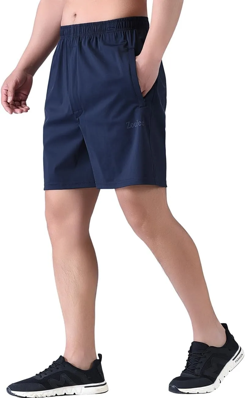 Zoulee Men's Lightweight Athletic Shorts Quick Dry Workout Sports Shorts 7"/ 5"/ 9" with Front Fly