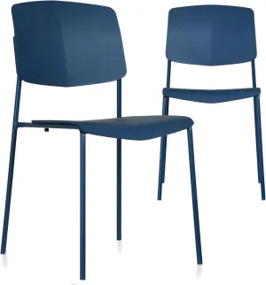 Zuho II Modern Stackable Chair, Ocean Blue, Set of 2 – Armless Plastic Stacking Chairs for Outdoor Indoor Dining, Patio, Kitchen, Café – Weather Resistant, Easy Assembly, Space Saver