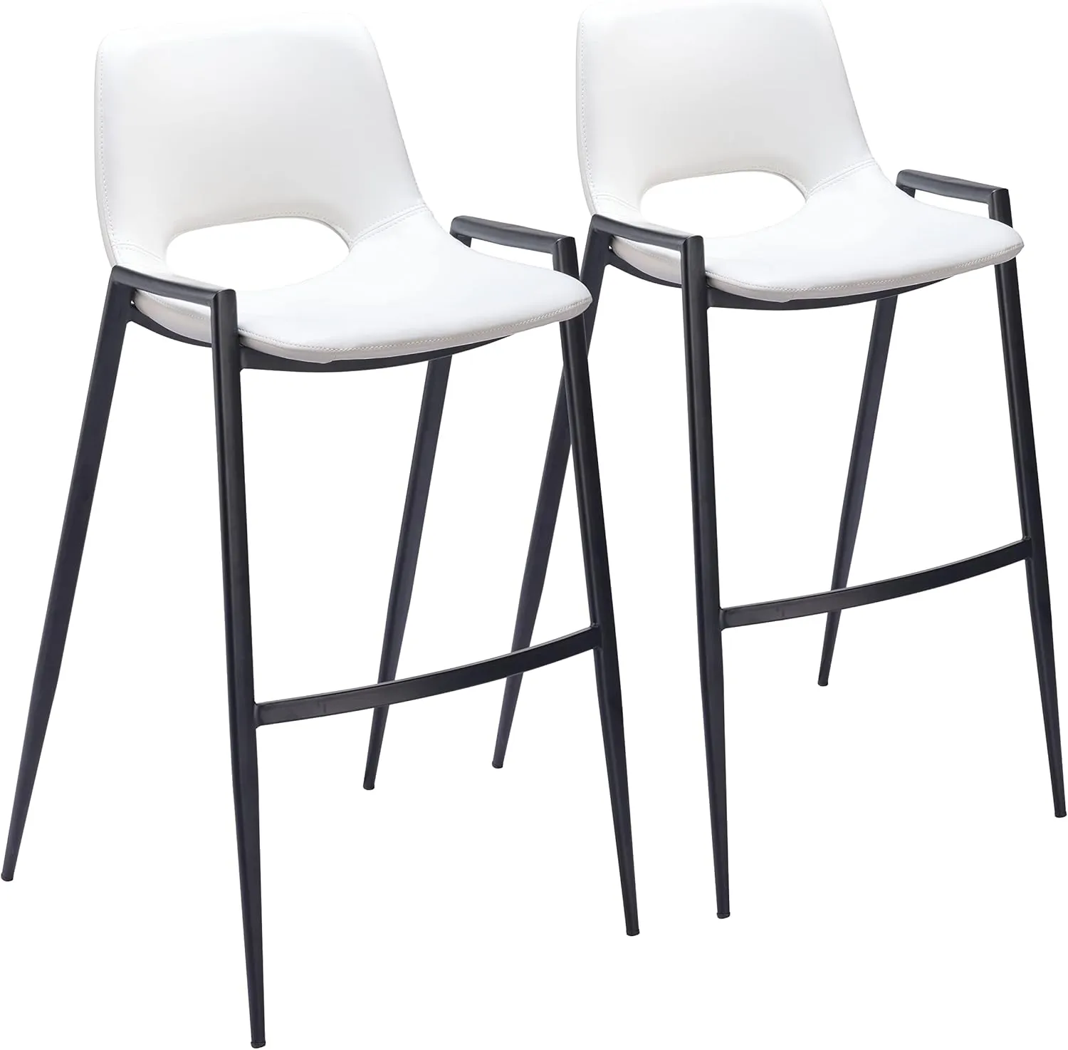 Zuo Modern Bar Chair Set, White, Black