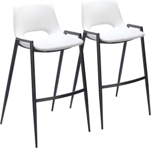 Zuo Modern Bar Chair Set, White, Black