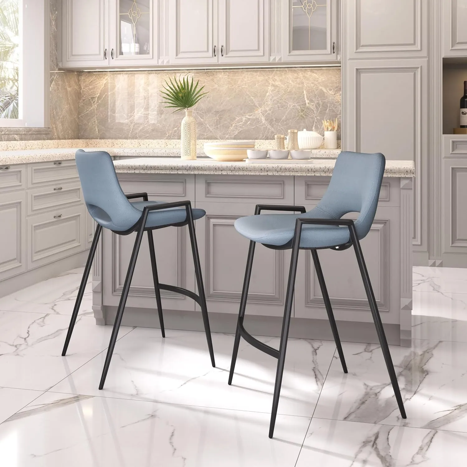Zuo Modern Counter Chair Set, Gray, Black