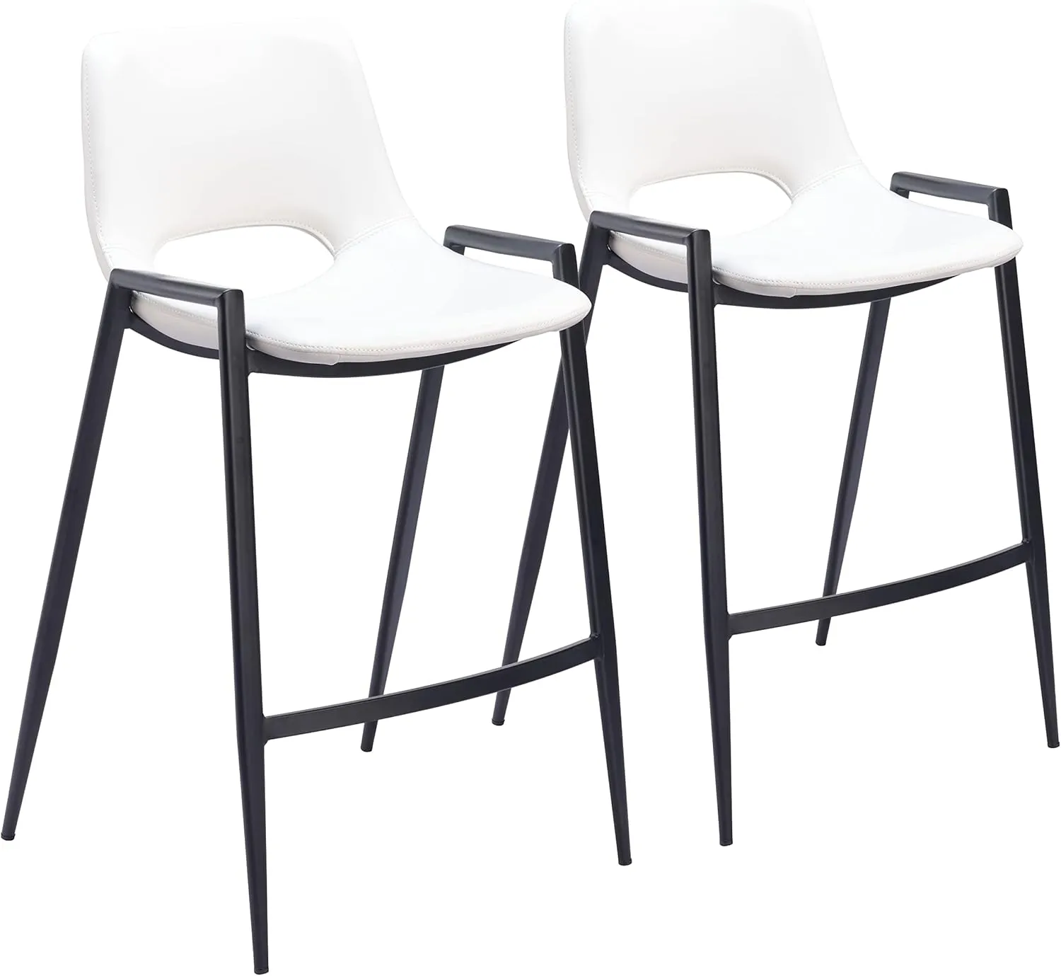 Zuo Modern Counter Chair Set, White, Black