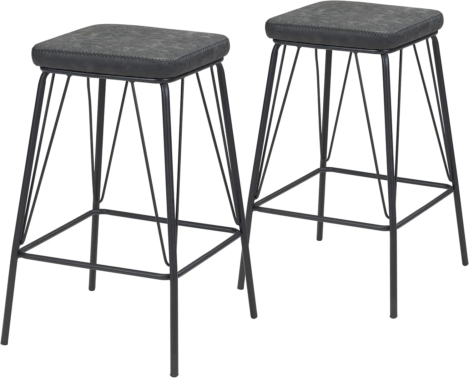 Zuo Modern Counter Stool Set, Vintage Black, Black